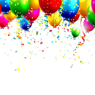 生日彩色气球礼花装饰素材